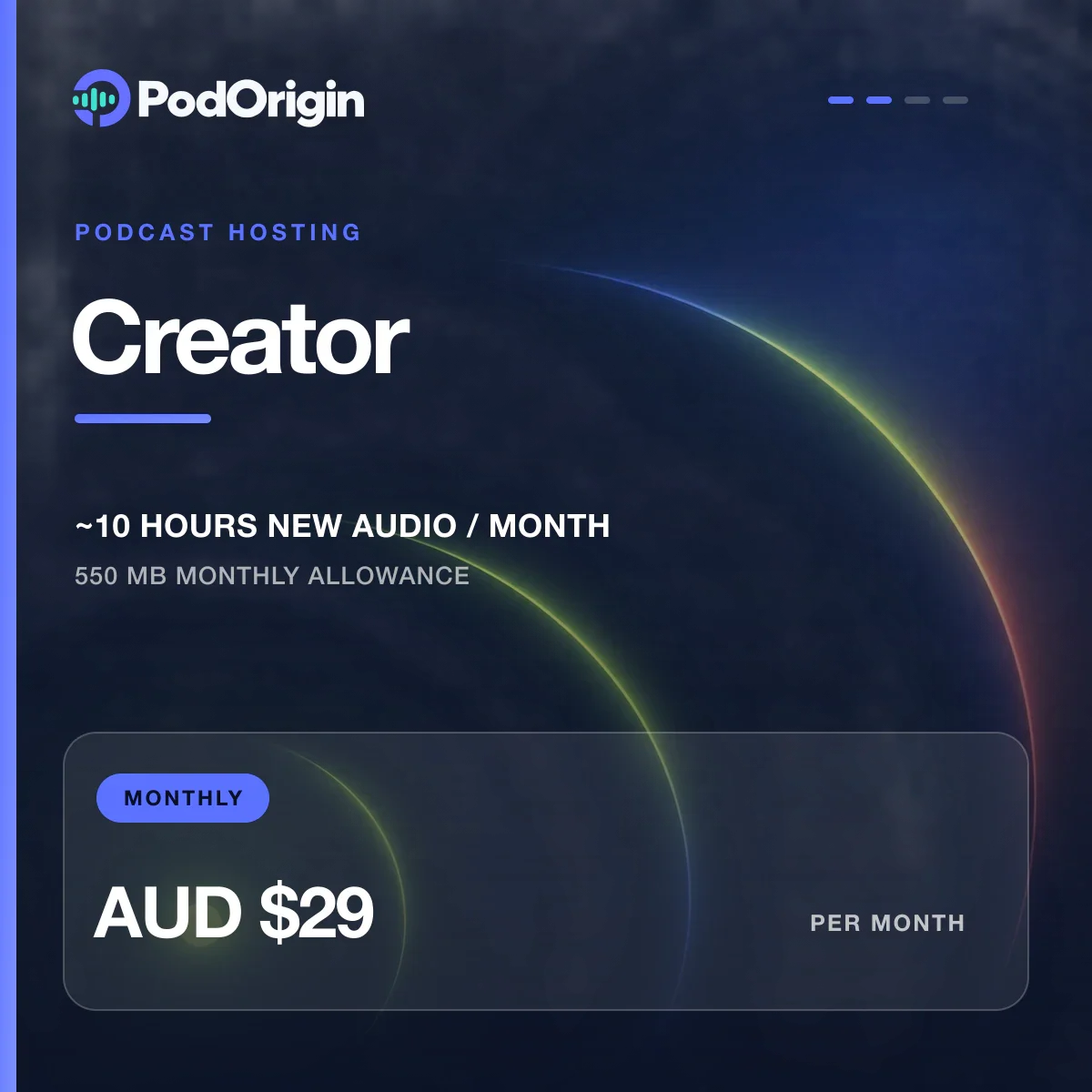 Creator Podcast Hosting — Monthly